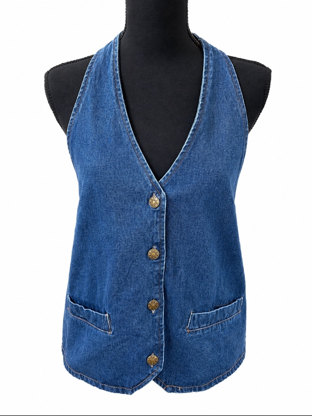 Lioness Denim Halter Open Back Tie Vest Top Size Small - Picture 1 of 10